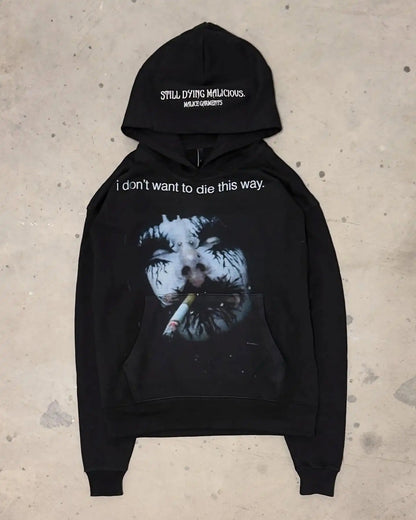 Gothic Grunge Graphic Print Hoodie