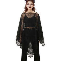 Gothic Bat Print Mesh Top