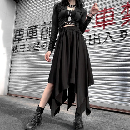 Irregular High Waist Long Skirt
