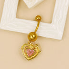 Pink Heart Gothic Zircon Belly Ring
