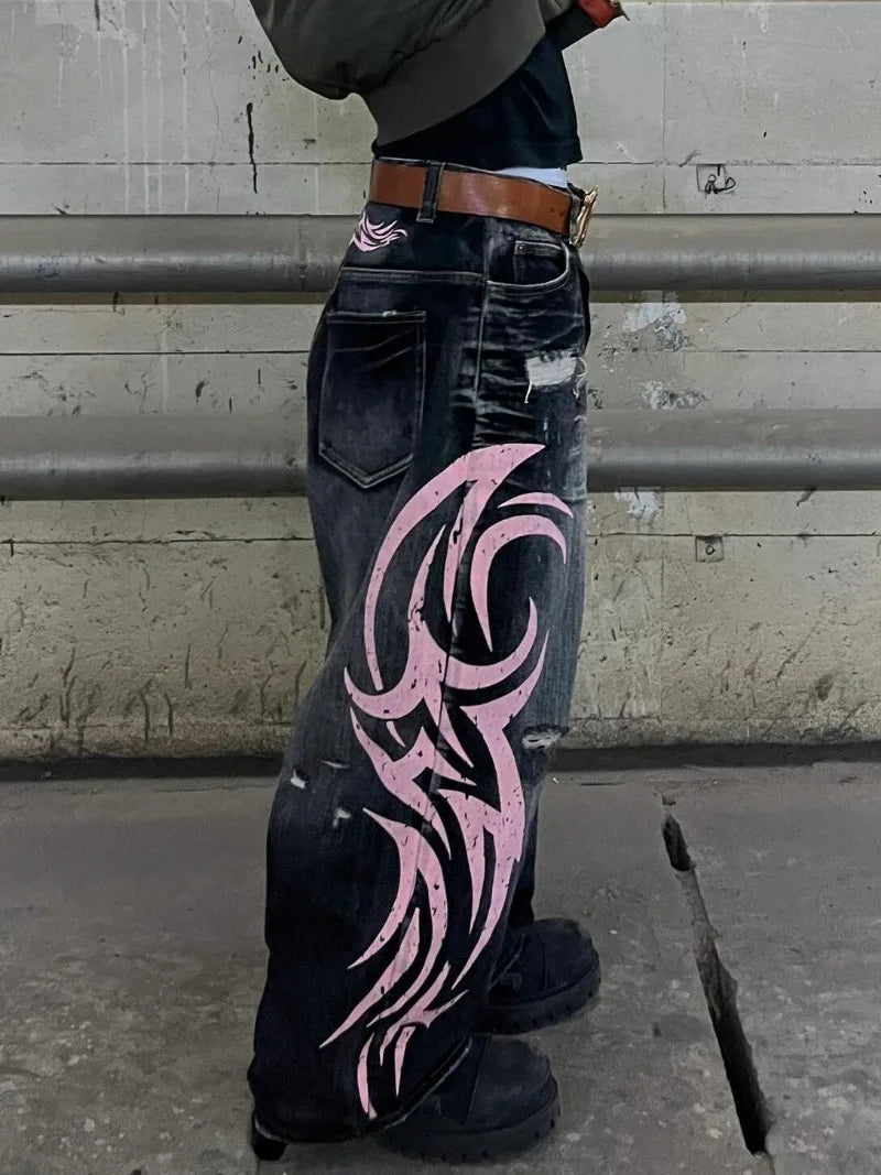 Washed Blade Print Gothic Pant