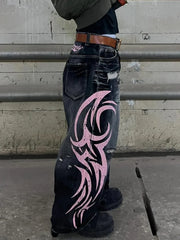 Washed Blade Print Gothic Pant