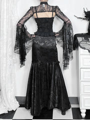 Lace Splicing Asymmetric Skirt