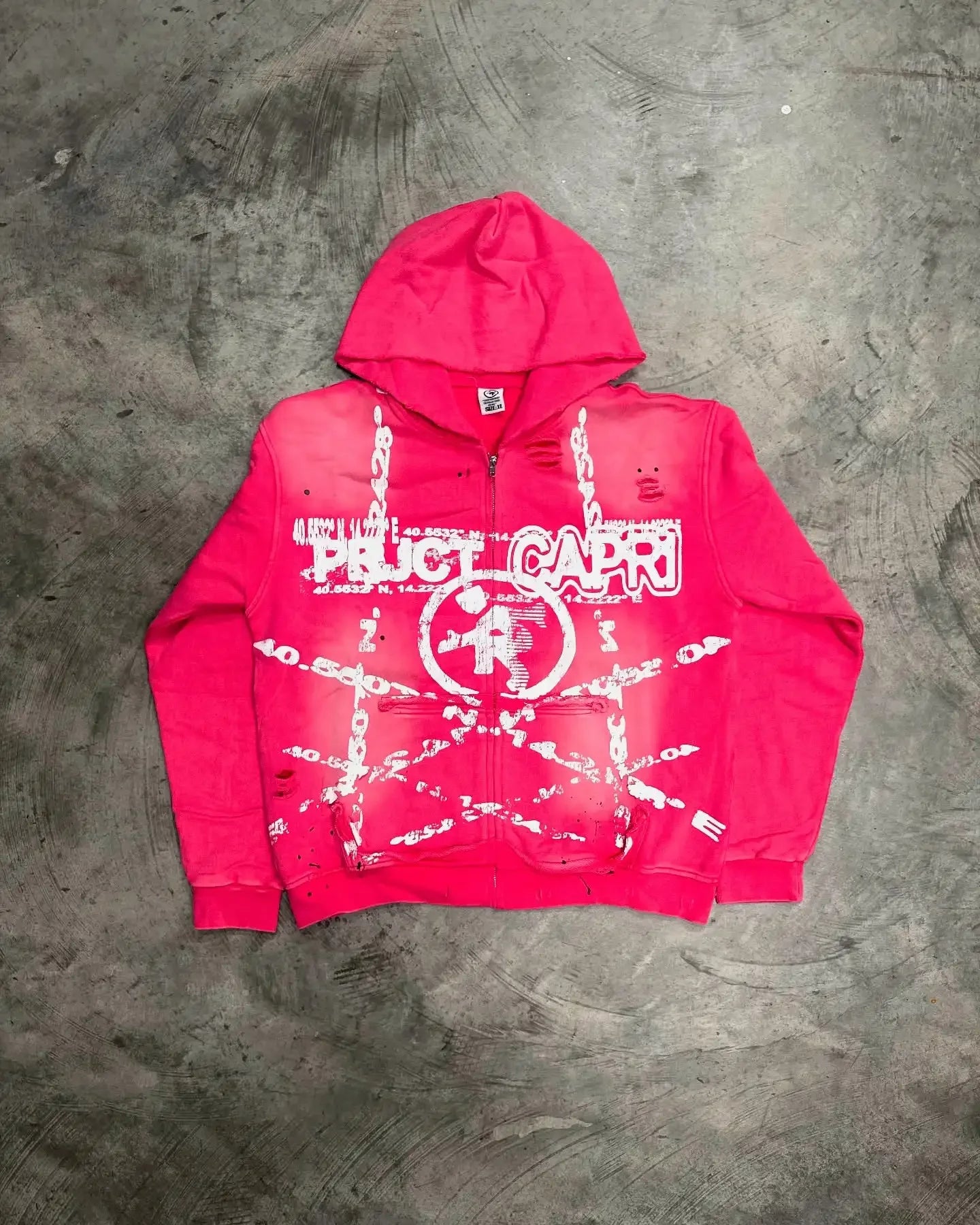 Gothic Pink Washing Zip Hoodie Main image