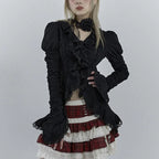 Gothic Black Lace Flare Sleeve Blouse