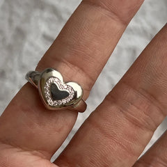 Y2K Crystal Heart Gothic Ring