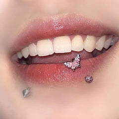 Pink Drop Pearl Cute Lip Stud