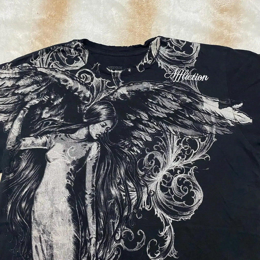 Pattern Print Loose Cotton T-shirt
