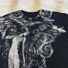 Pattern Print Loose Cotton T-shirt