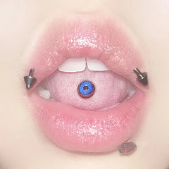 Magic Pupil Glued Eye Stainless Steel Tongue Ring