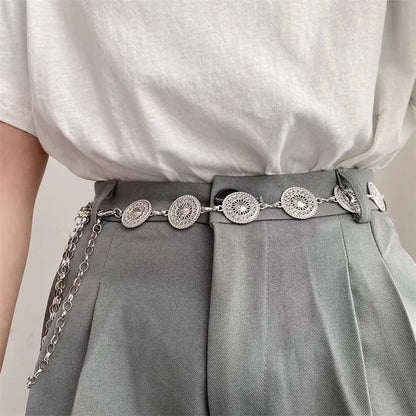 Silver Gothic Retro Waist Chain Belt