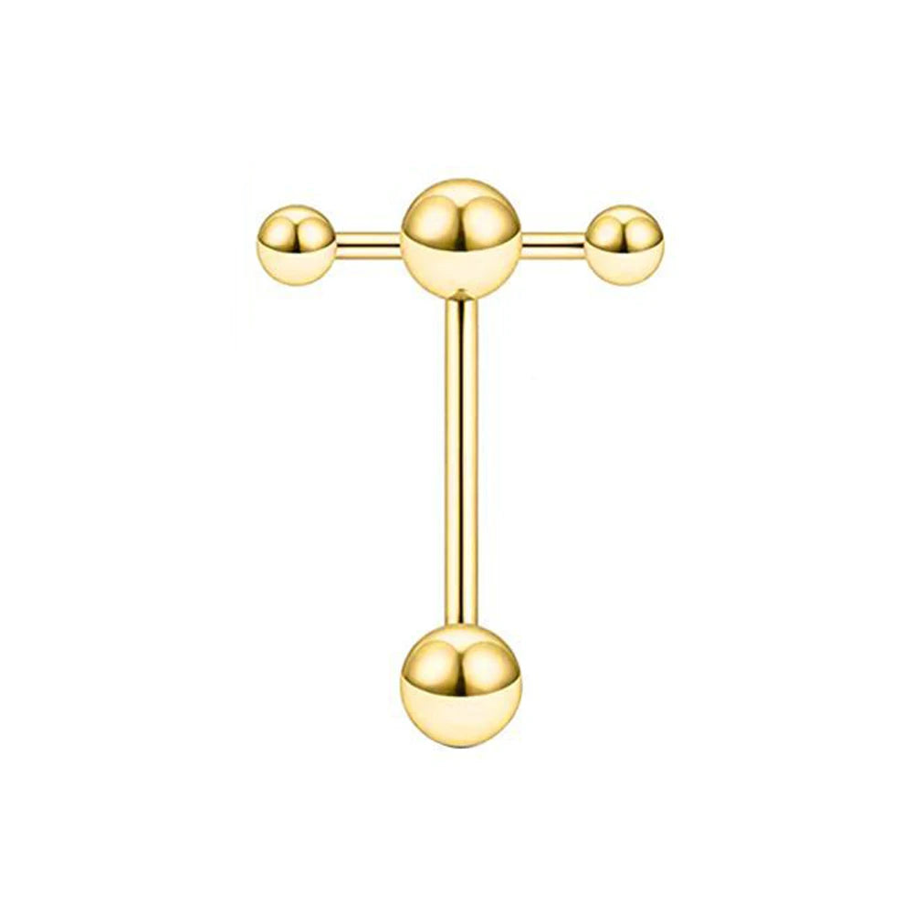 Hollow Ball Hammer Gold Color Tongue Ring