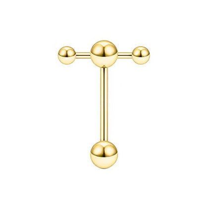 Hollow Ball Hammer Gold Color Tongue Ring