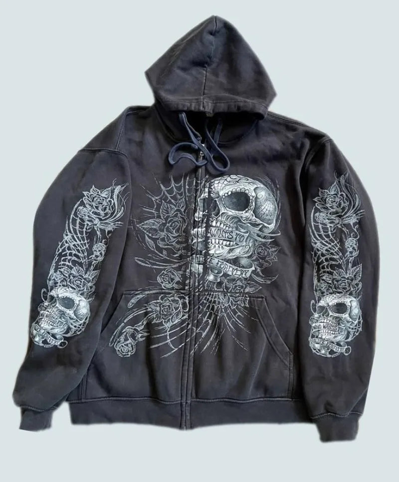 American Gothic Print Zipper Hoodie Main image