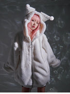 Kawaii Style Fluffy Hooded Coat