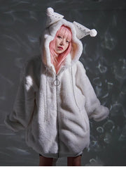 Kawaii Style Fluffy Hooded Coat