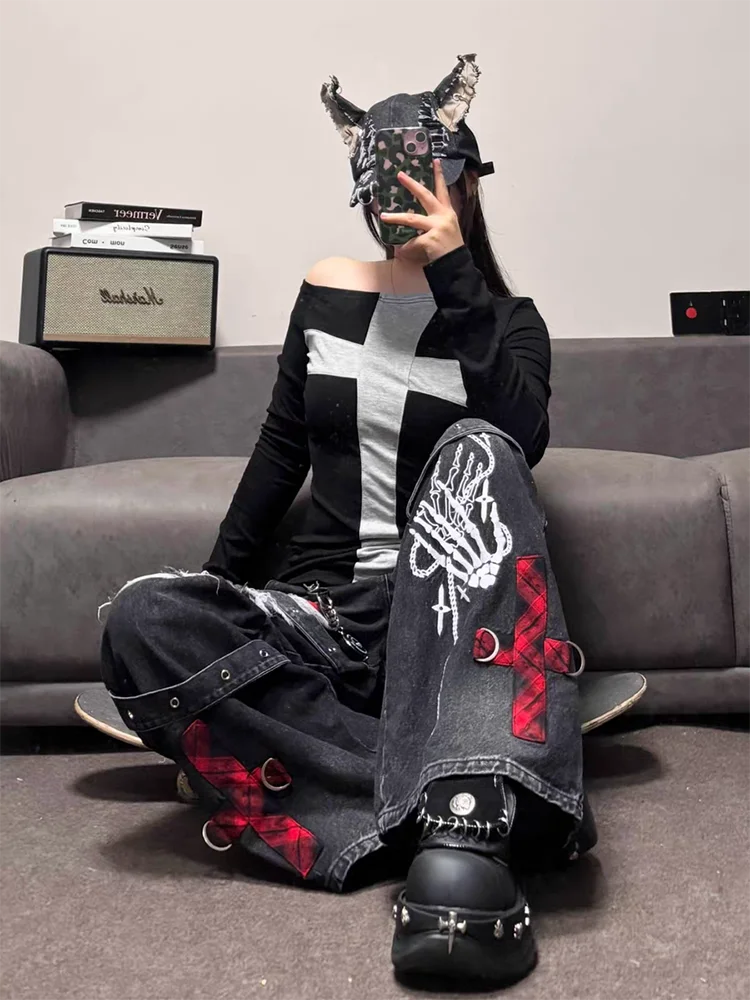 Black Ripped Wide Leg Pants