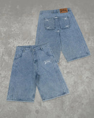 Leopard Printed Denim Short