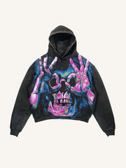 Gothic Skull Print Oversized Hoodie