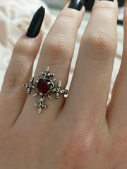 Y2K Gothic Animal Spider Red Crystal Ring