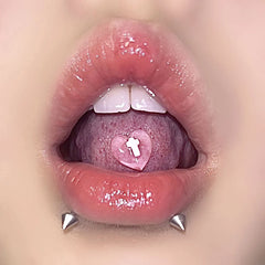 Resin Love Cross Transparent Heart Tongue Ring