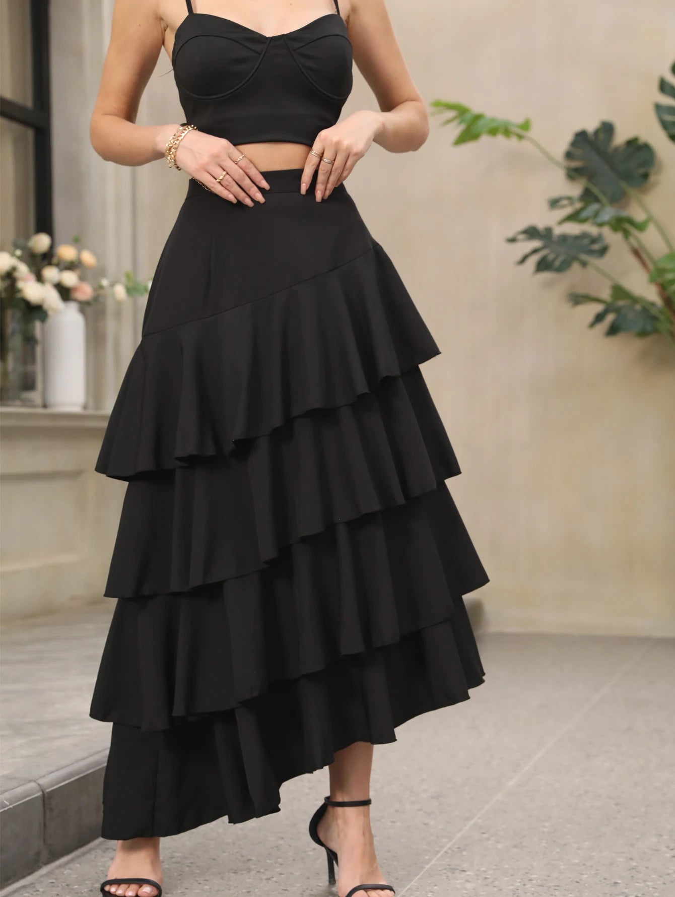 Hi-Lo Tulle Elastic Waist Skirt Main image
