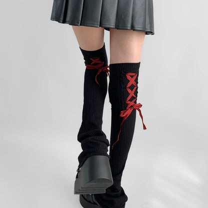 Gothic Lace-up Knee-high Strap Sock