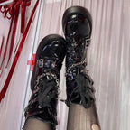 Metal Chain Patent Leather Punk Gothic Ankle Boot