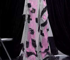 Contrasting Gothic Ripped Denim Pant