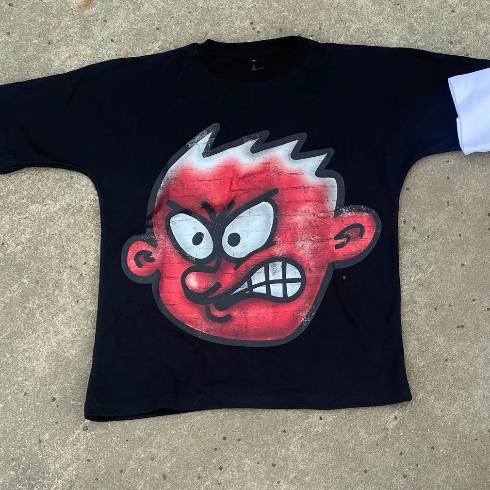 Gothic Cartoon Graphic Cotton Oversized T-shirt
