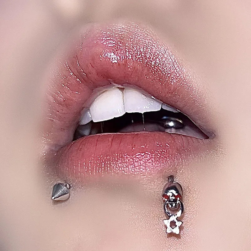 Blue Butterfly Delicate Titanium Steel Lip Stud