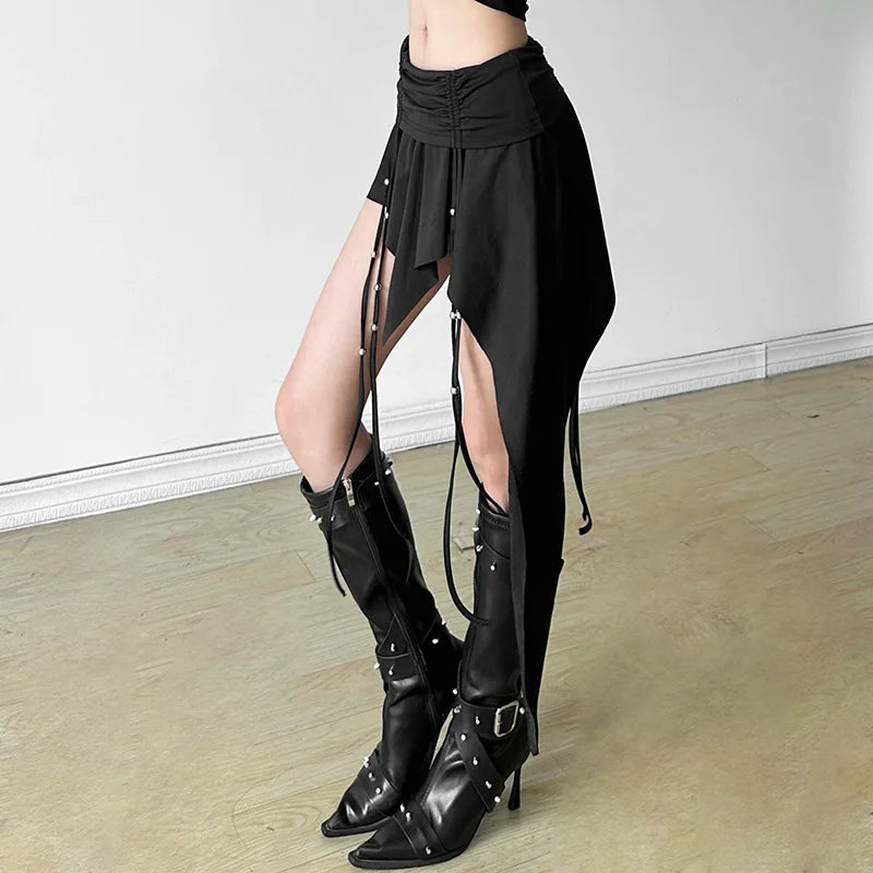 Cross Embroidery Denim Skirt