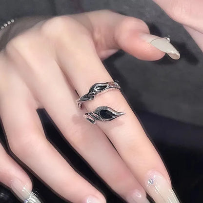 Gothic Black Cross Star Ring