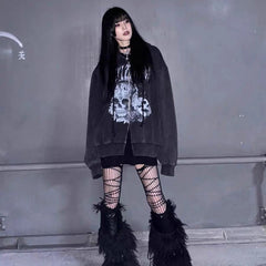 Distressed Skull Print Coat