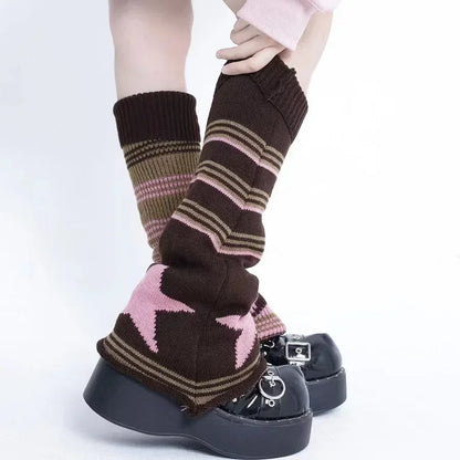 Gothic Brown Star Knitted Sock