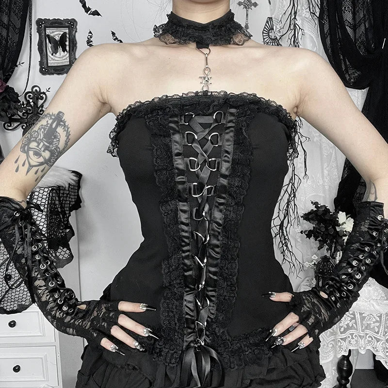 Lace Patchwork Strapless Corset Main image