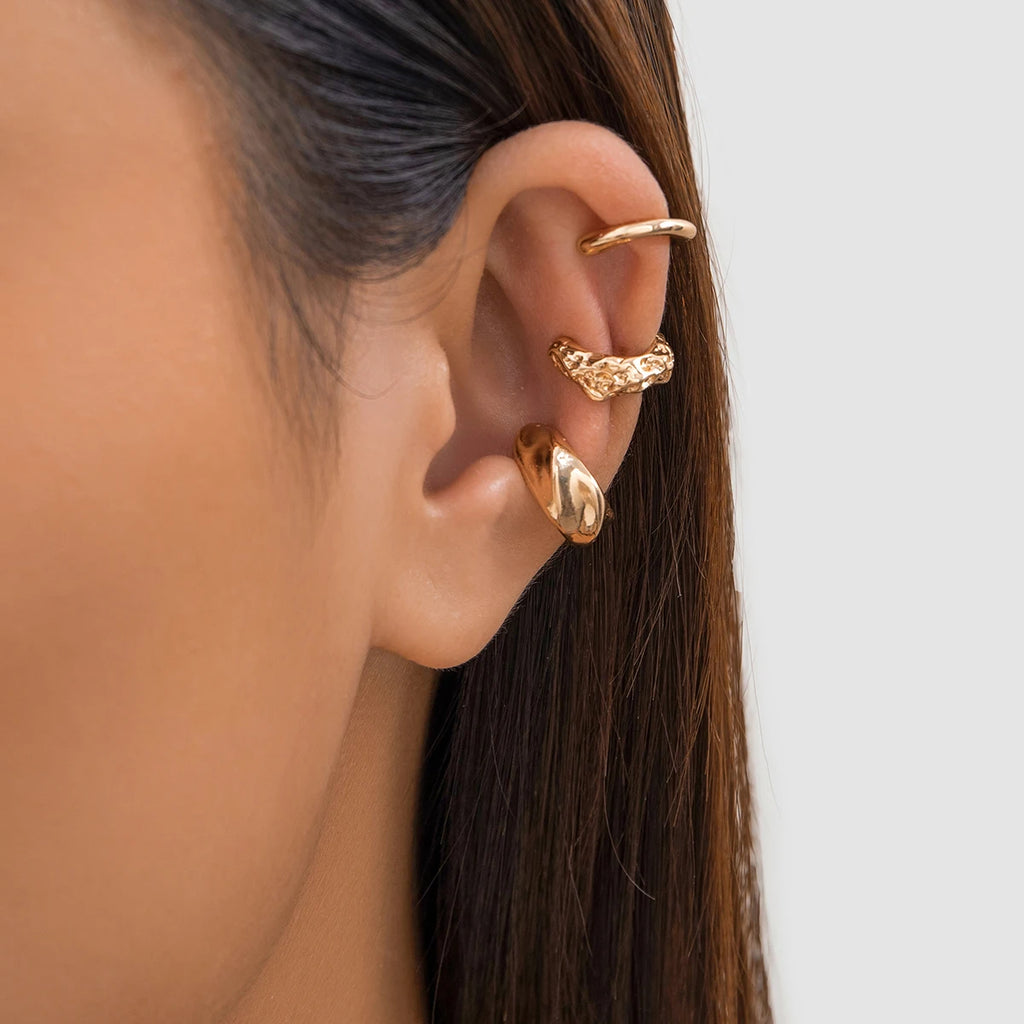 Chunky Metal No Piercing Clip Ear Cuff Earring