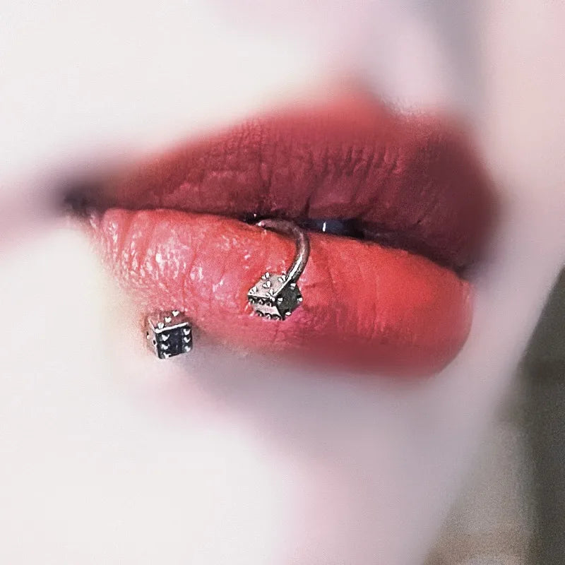 Pink Beaded Skull Tragus Sweet Y2K Lip Stud