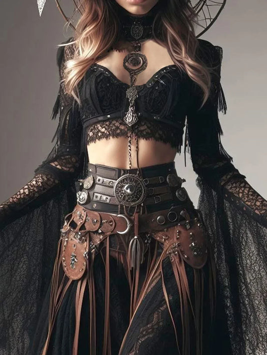 Trumpet Sleeve Lace Gothic Blouse