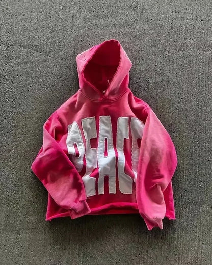 Gothic Star Patch Oversized Hoodie