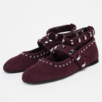 Genuine Leather Mary Jane Square Toe Snap Ballet Flat