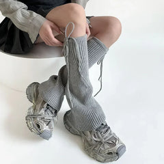 Gothic Knitted Strappy Flared Sock