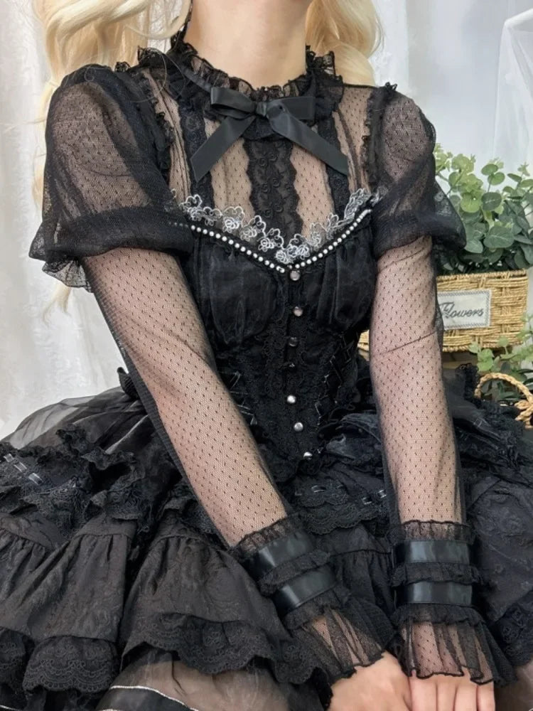 See Through Embroidery Lace Blouse Main image