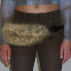 Vintage Gothic Furry PU Leather Y2K Punk Waist Belt