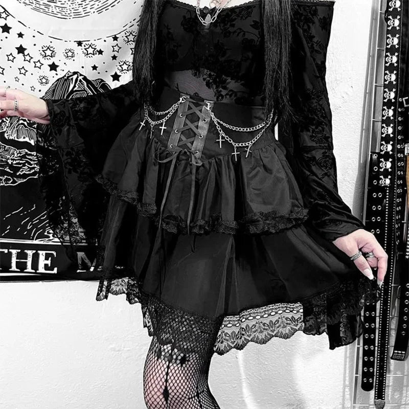 Drawstring Ruffle Fairycore Skirt