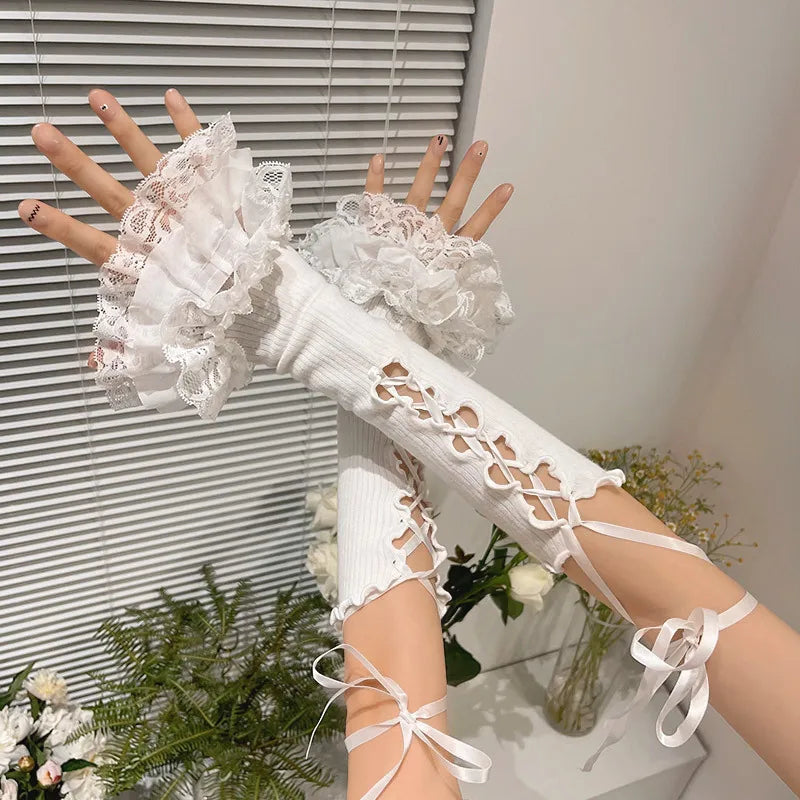Gothic Ballet Strap Lace Glove
