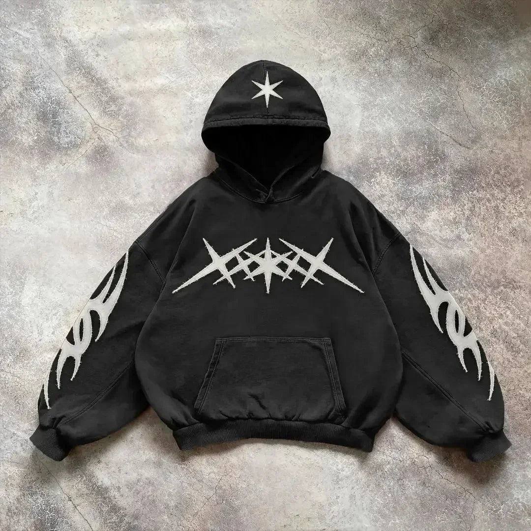 Retro Y2K Gothic Printed Zipper Hoodie