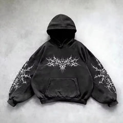 Retro Y2K Gothic Printed Zipper Hoodie