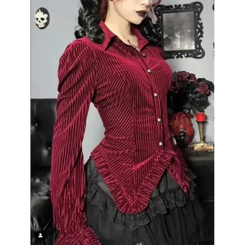 Retro Victorian Pleated Gothic Blouse Main image