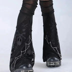 Gothic Skull Black Chain Lace Sock